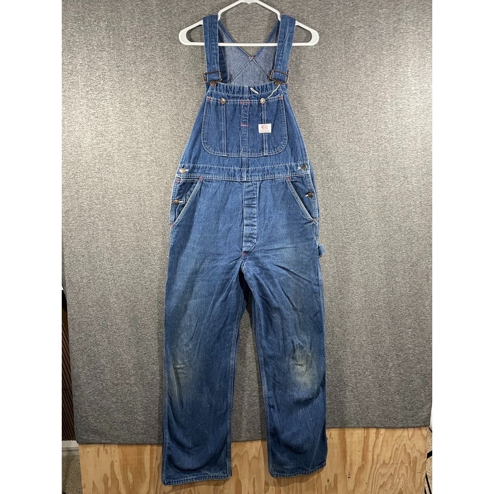 Vintage COWDEN Blue Cotton Denim Bib Overalls Distressed 32x29 Mens